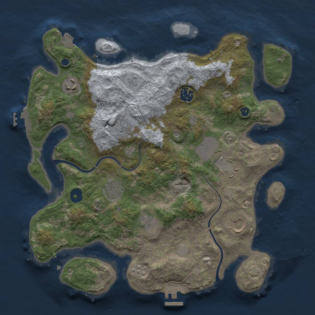 Rust Map: Procedural Map, Size: 3500, Seed: 275790307, 14 Monuments