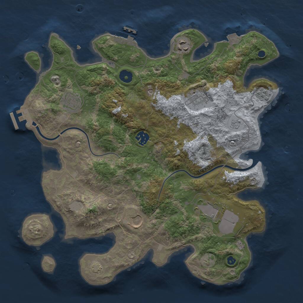 Rust Map: Procedural Map, Size: 3500, Seed: 214754363, 13 Monuments