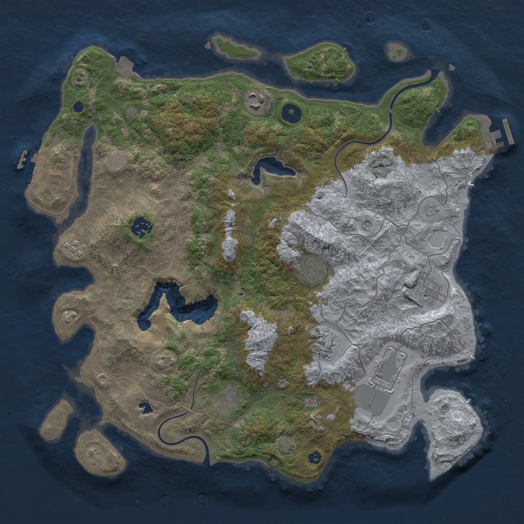 Rust Map: Procedural Map, Size: 4000, Seed: 188815, 14 Monuments