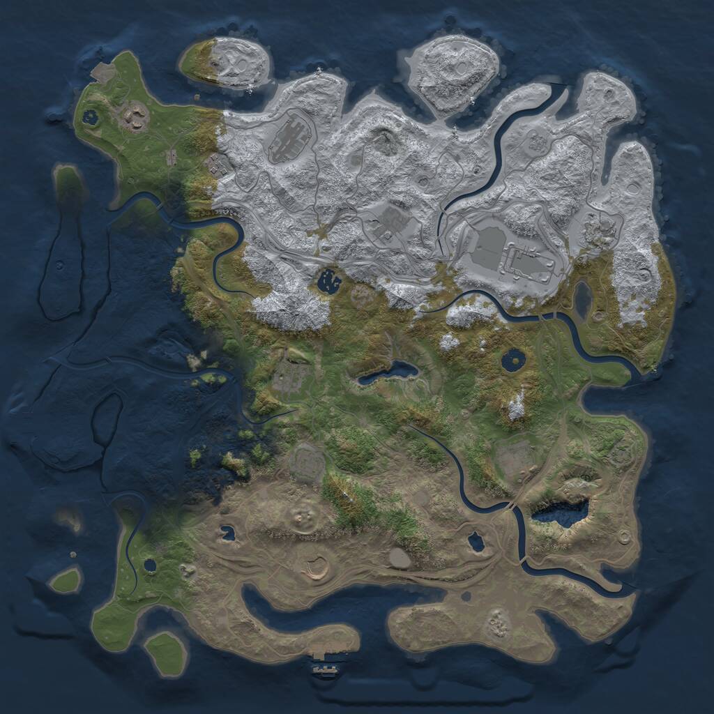Rust Map: Procedural Map, Size: 4600, Seed: 808779060, 17 Monuments