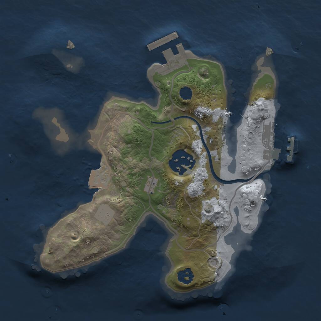 Rust Map: Procedural Map, Size: 2000, Seed: 43483, 4 Monuments