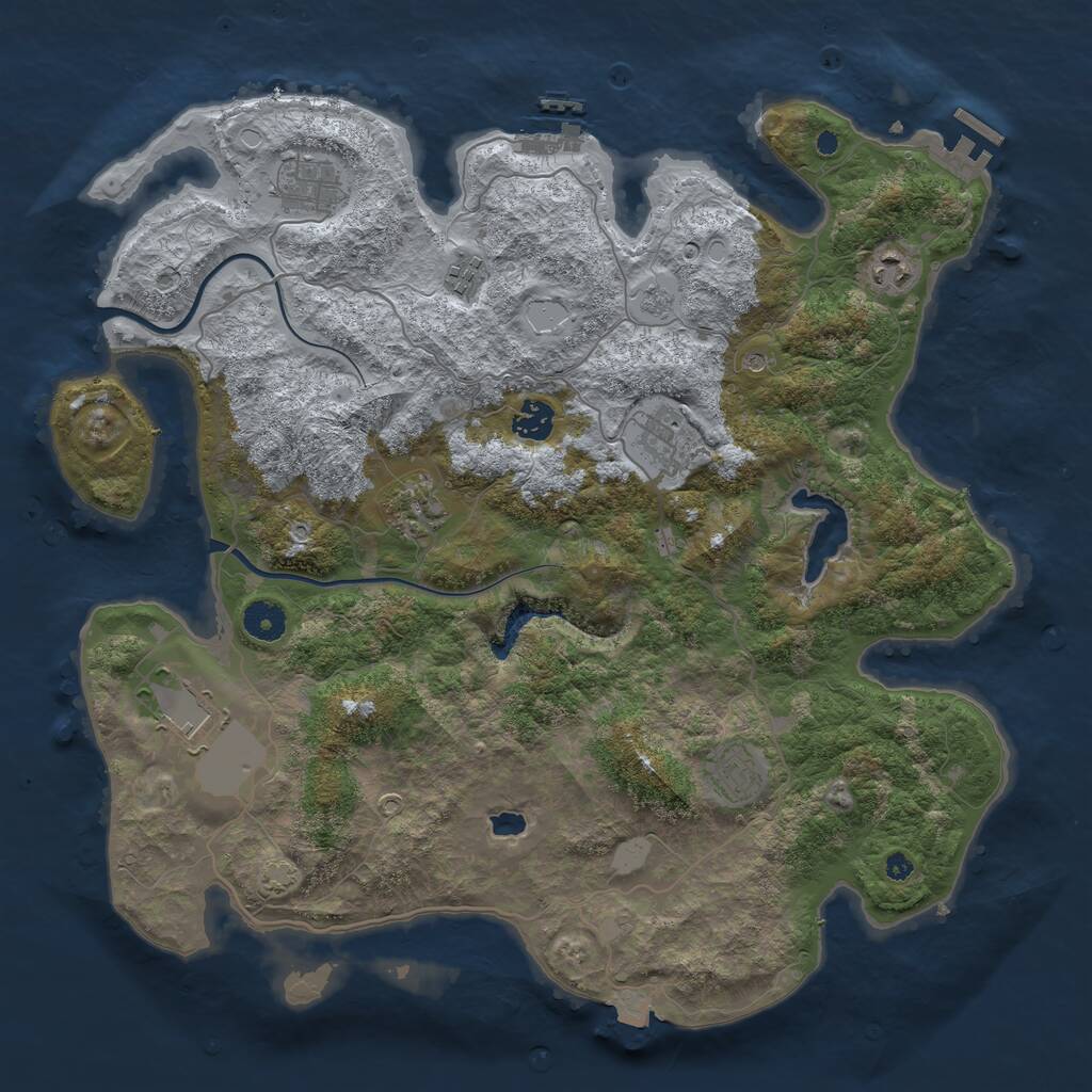 Rust Map: Procedural Map, Size: 4000, Seed: 502016, 14 Monuments