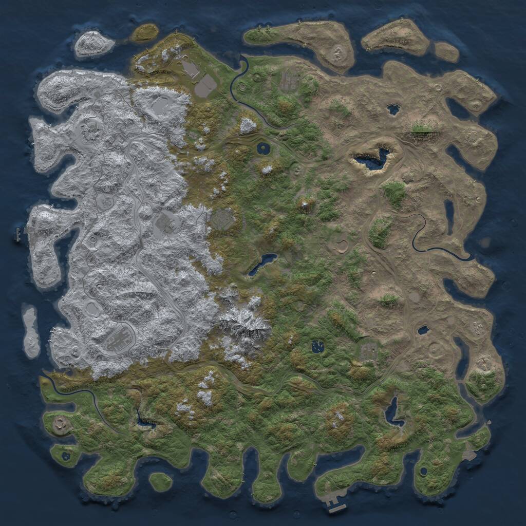 Rust Map: Procedural Map, Size: 6000, Seed: 990543, 17 Monuments