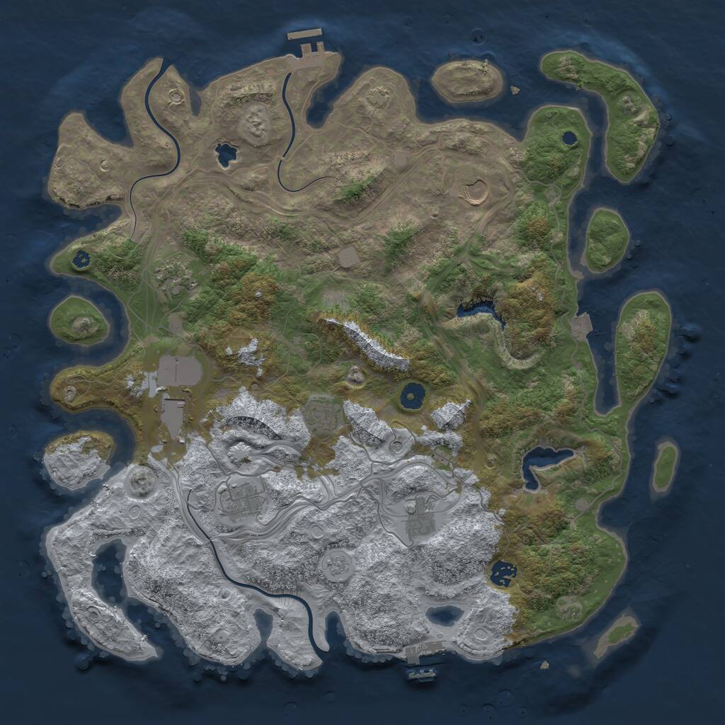Rust Map: Procedural Map, Size: 4250, Seed: 1880634130, 13 Monuments