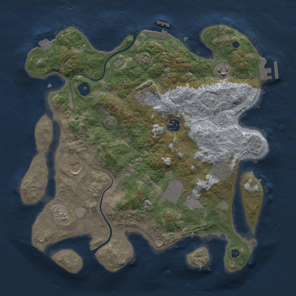 Rust Map: Procedural Map, Size: 3500, Seed: 143254, 13 Monuments