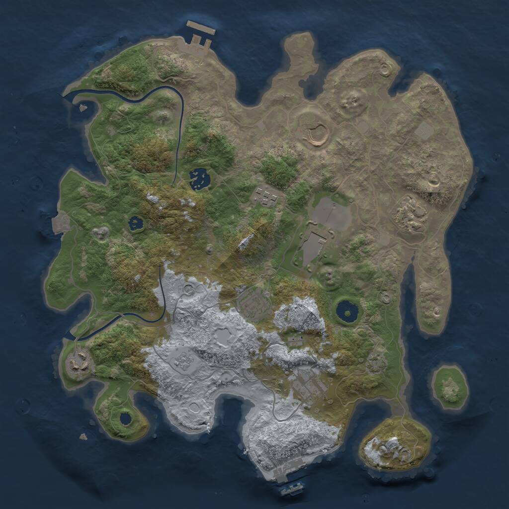 Rust Map: Procedural Map, Size: 3500, Seed: 1187960437, 14 Monuments