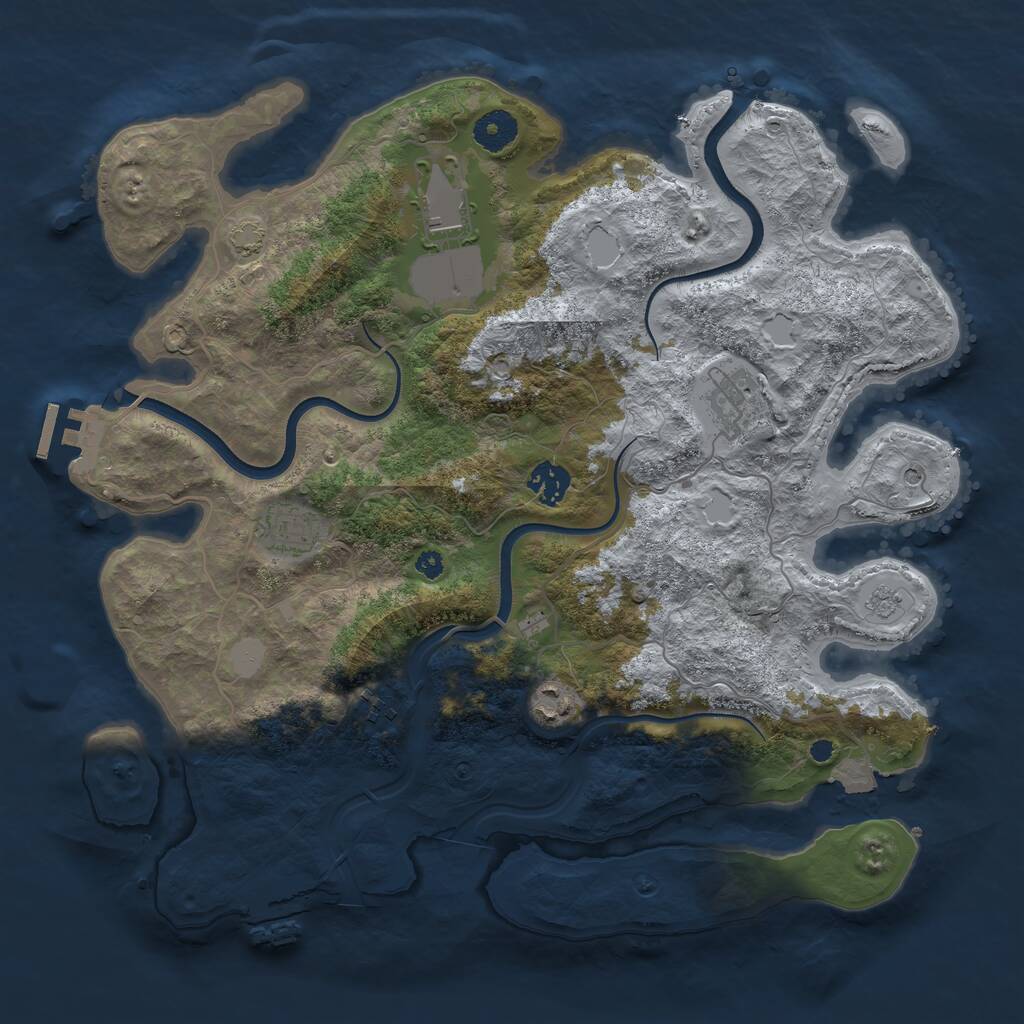 Rust Map: Procedural Map, Size: 3700, Seed: 317582461, 12 Monuments
