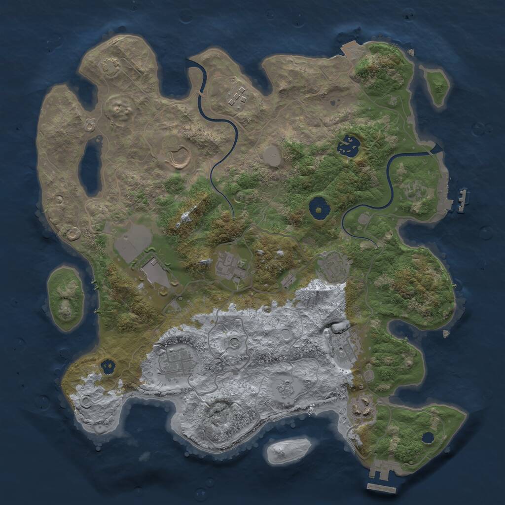 Rust Map: Procedural Map, Size: 3500, Seed: 1460670200, 15 Monuments