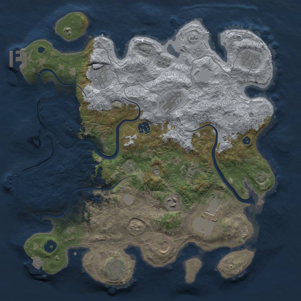 Rust Map: Procedural Map, Size: 3750, Seed: 248576099, 16 Monuments