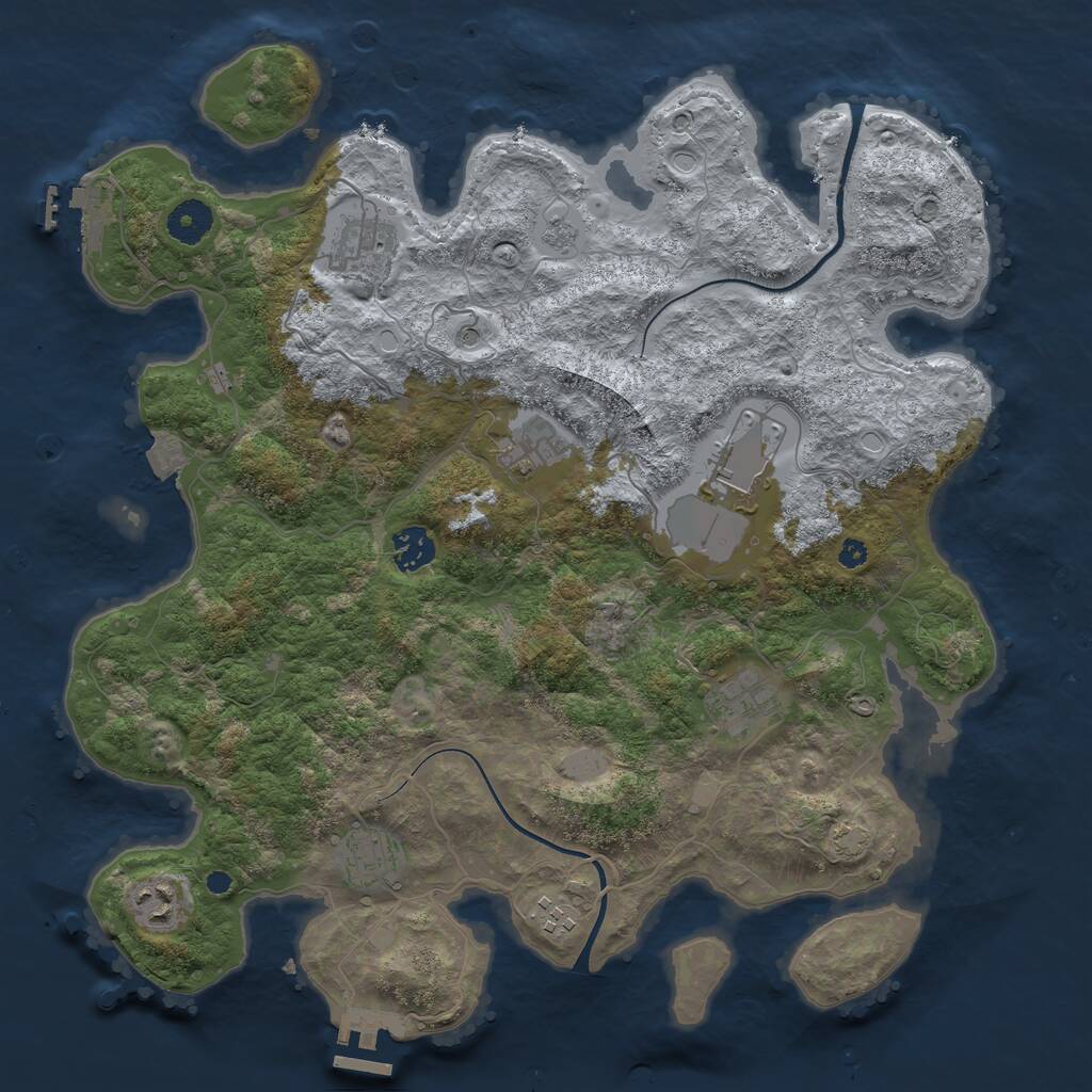 Rust Map: Procedural Map, Size: 3750, Seed: 248576099, 14 Monuments