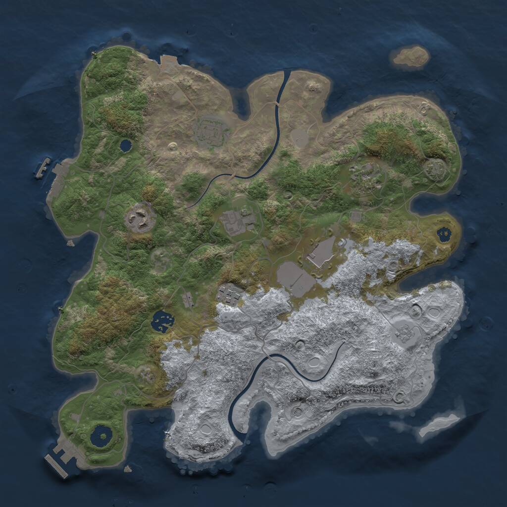 Rust Map: Procedural Map, Size: 3500, Seed: 384340700, 13 Monuments