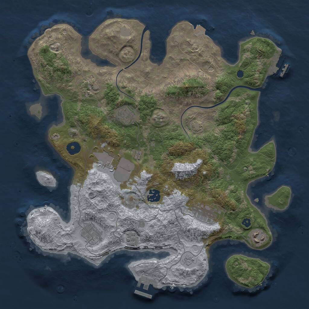 Rust Map: Procedural Map, Size: 3500, Seed: 122223792, 14 Monuments