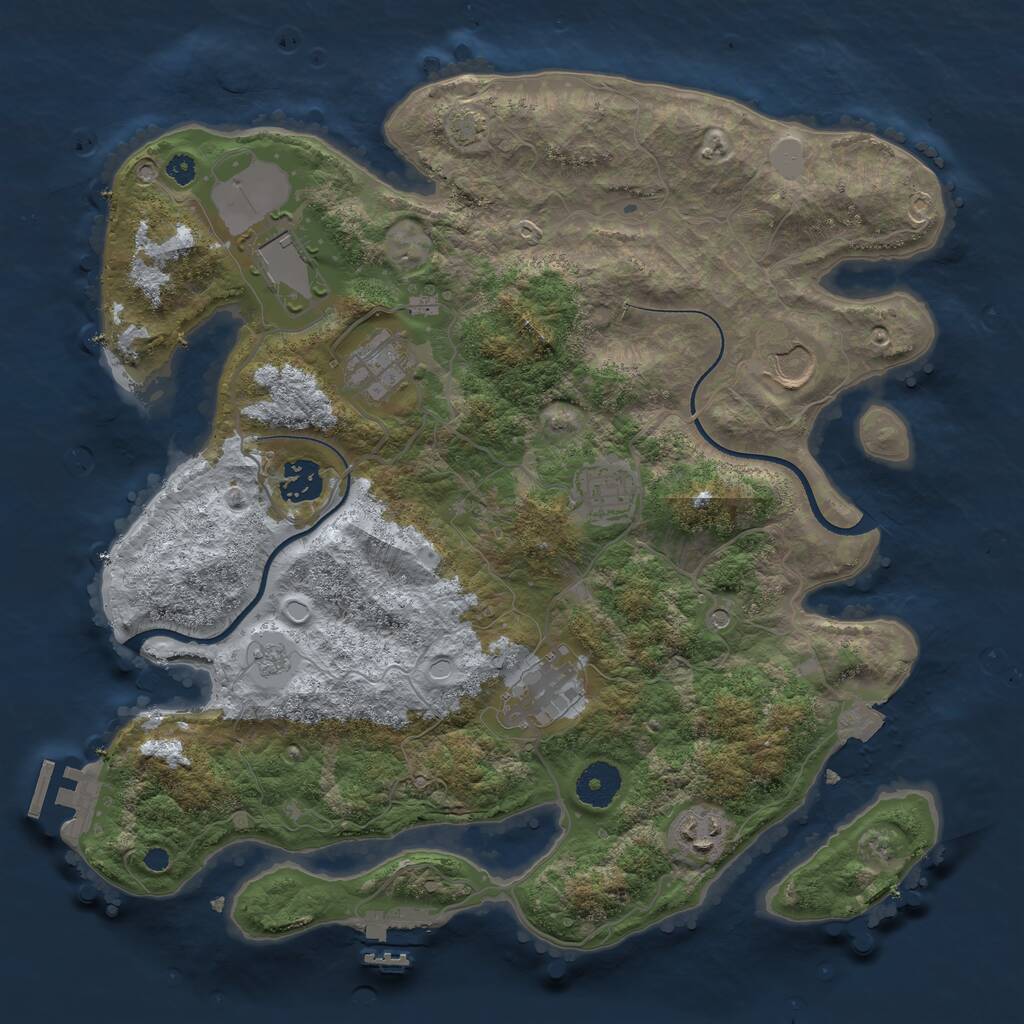 Rust Map: Procedural Map, Size: 3500, Seed: 2333901, 13 Monuments