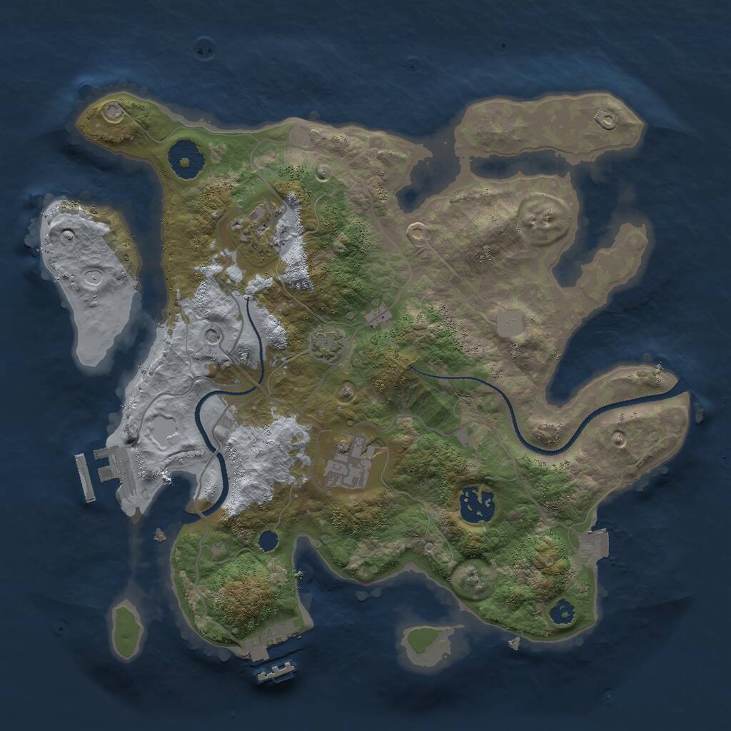 Rust Map: Procedural Map, Size: 3000, Seed: 443240592, 8 Monuments