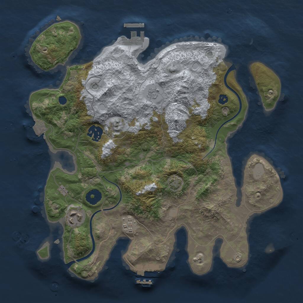 Rust Map: Procedural Map, Size: 3000, Seed: 30895, 9 Monuments