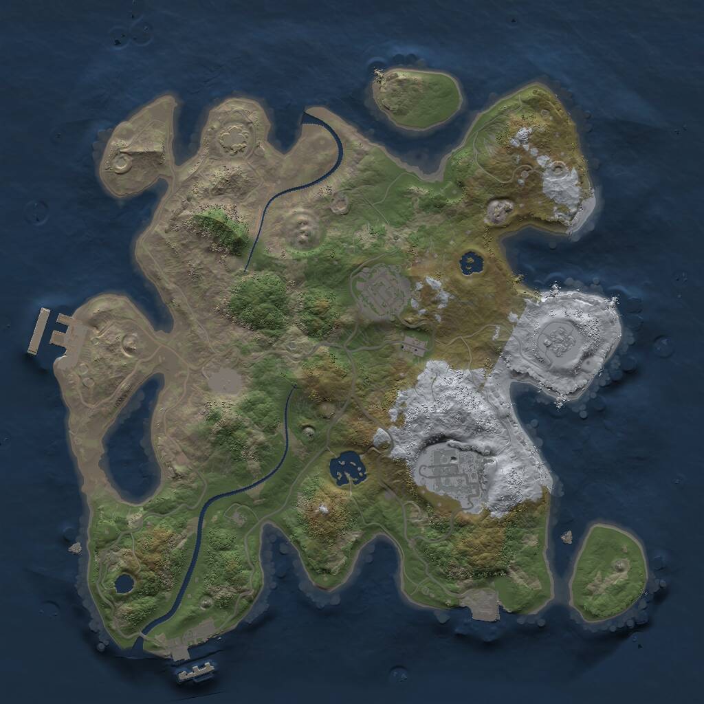 Rust Map: Procedural Map, Size: 3000, Seed: 71155, 8 Monuments