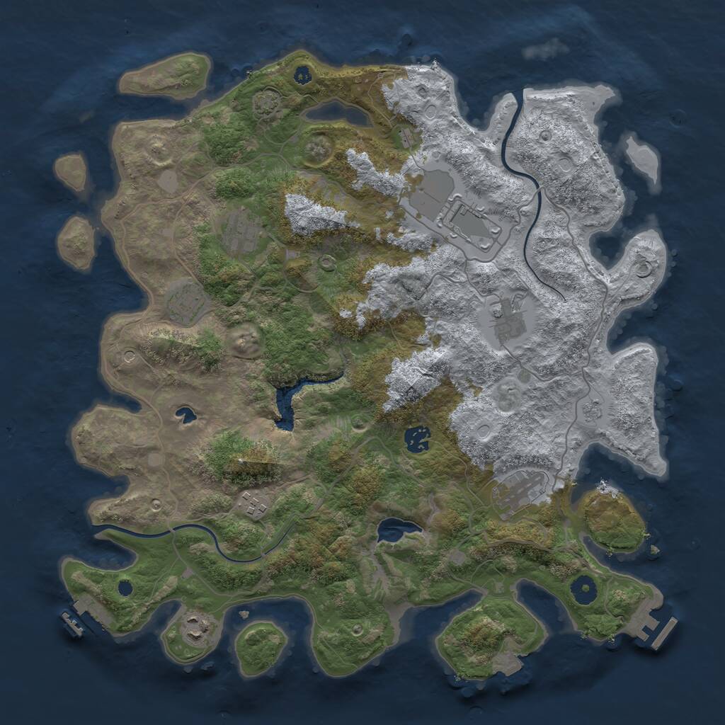 Rust Map: Procedural Map, Size: 4000, Seed: 35153, 14 Monuments