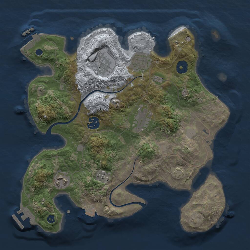 Rust Map: Procedural Map, Size: 3000, Seed: 12617, 10 Monuments