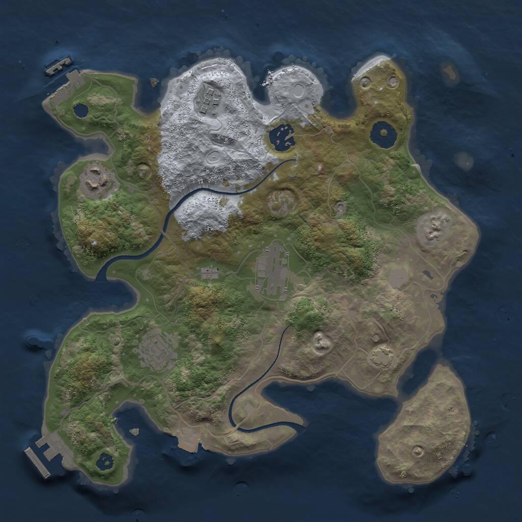 Rust Map: Procedural Map, Size: 3000, Seed: 12617, 9 Monuments