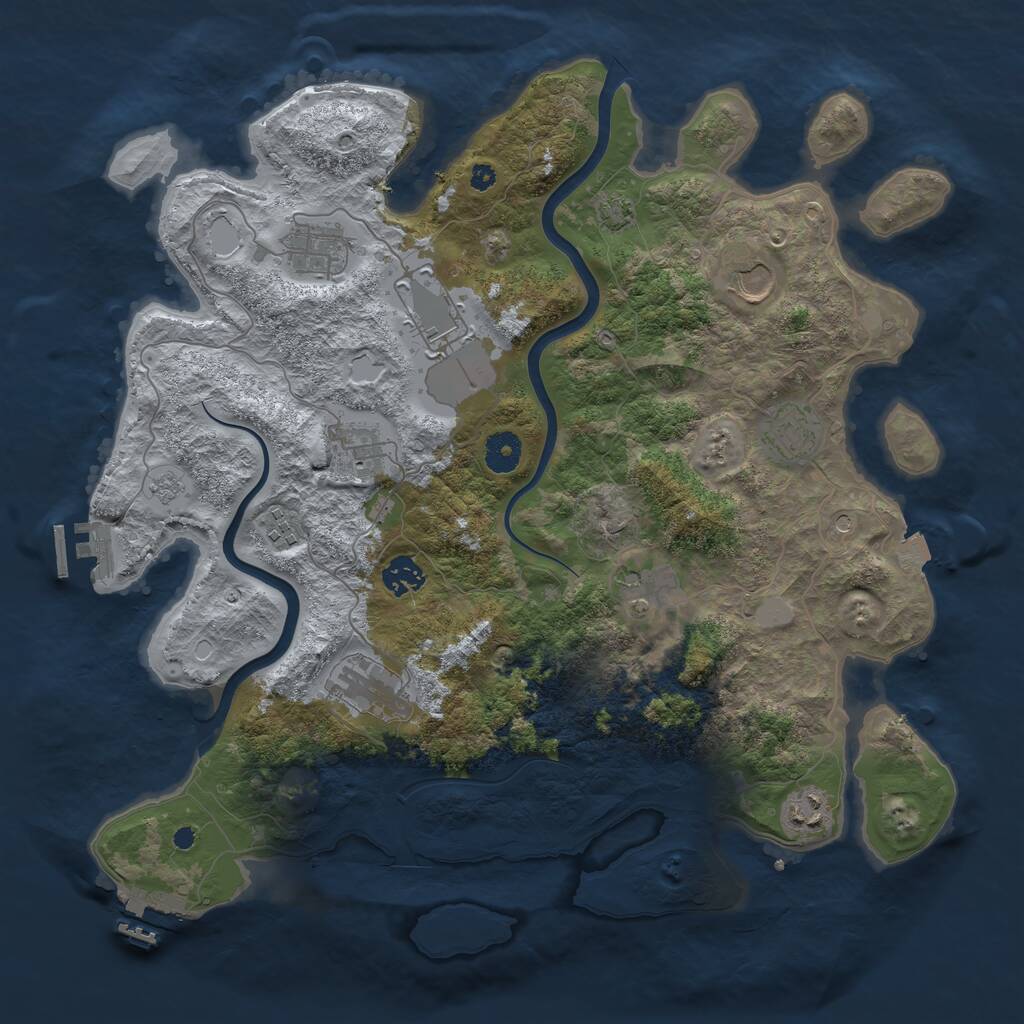 Rust Map: Procedural Map, Size: 3900, Seed: 23544632, 16 Monuments