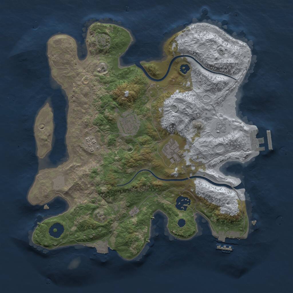 Rust Map: Procedural Map, Size: 3000, Seed: 2023101872, 9 Monuments