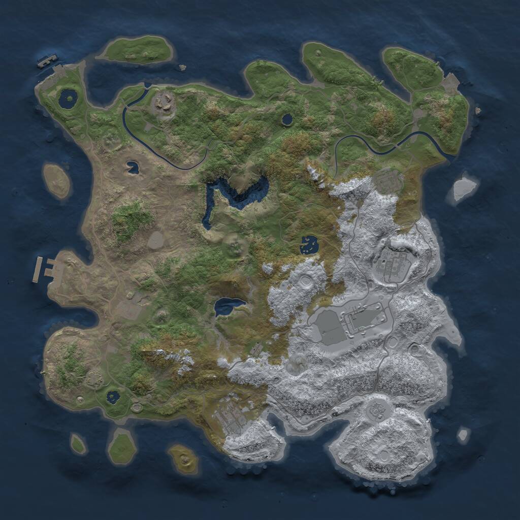 Rust Map: Procedural Map, Size: 4000, Seed: 624049, 12 Monuments