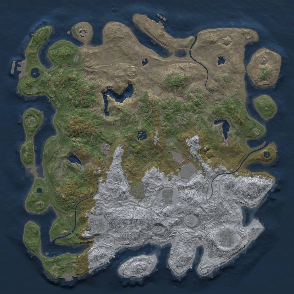 Rust Map: Procedural Map, Size: 4500, Seed: 2115786341, 15 Monuments
