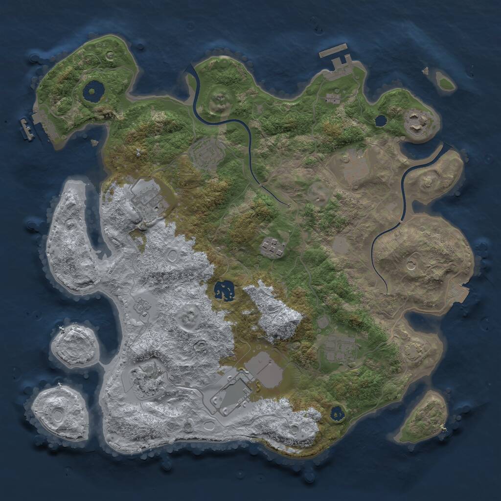 Rust Map: Procedural Map, Size: 3500, Seed: 1221867293, 15 Monuments