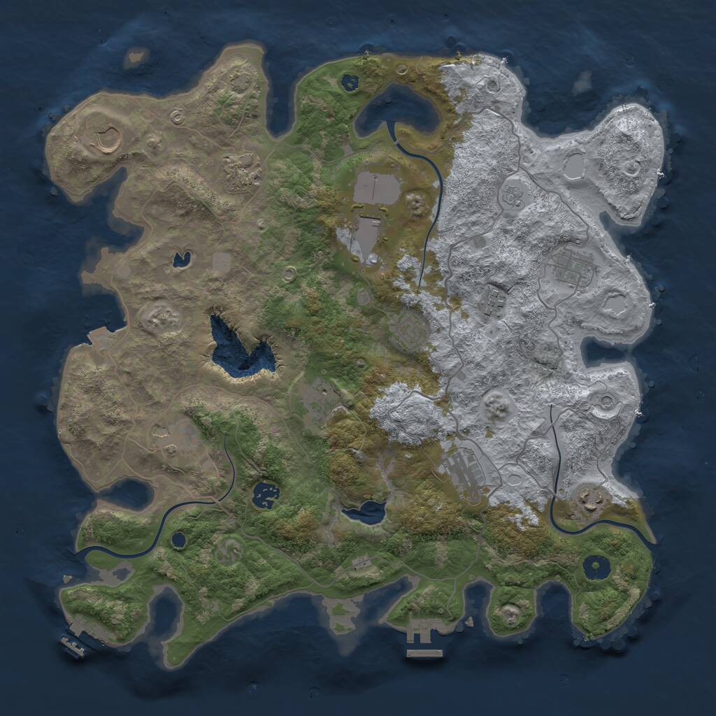 Rust Map: Procedural Map, Size: 4050, Seed: 1241776748, 17 Monuments