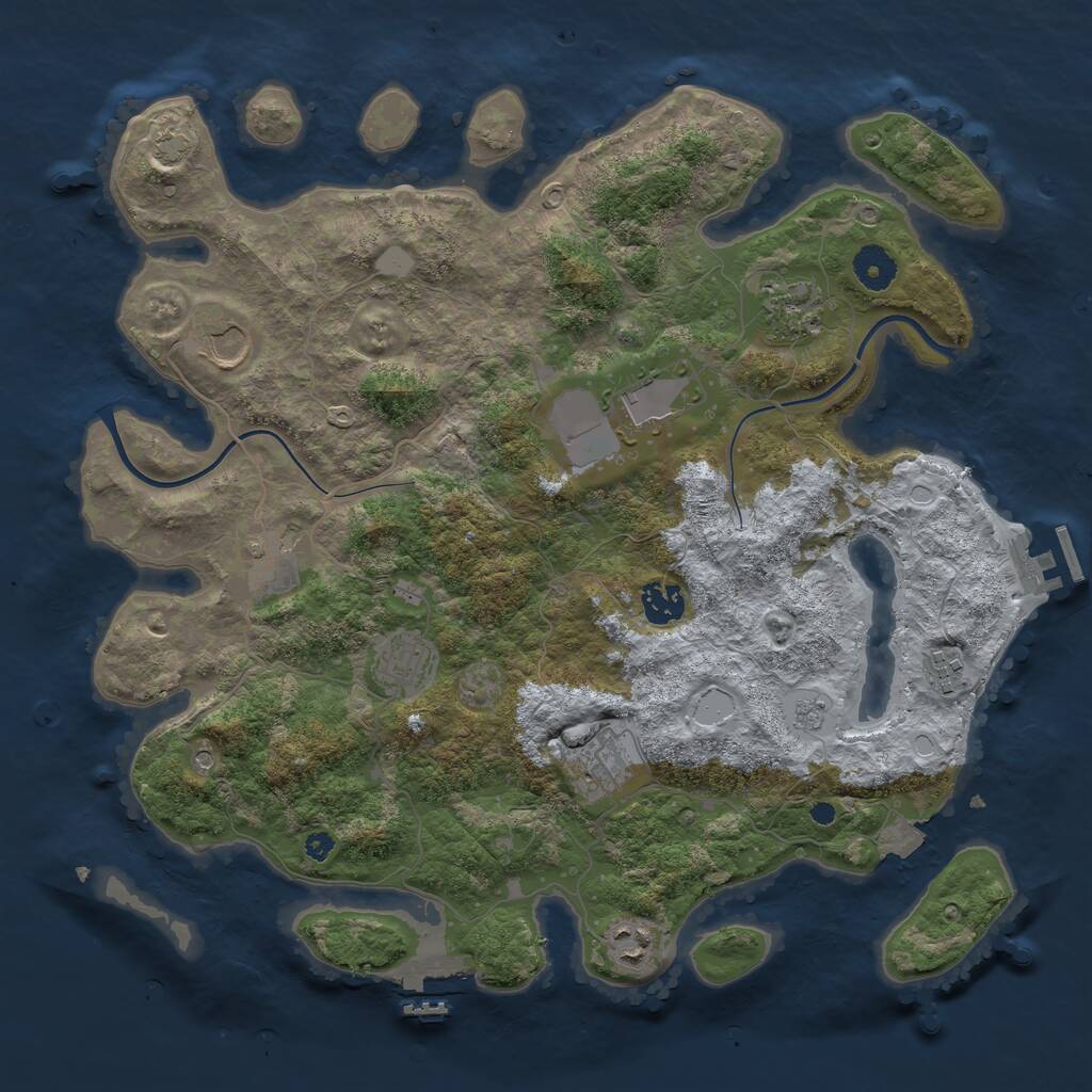 Rust Map: Procedural Map, Size: 3800, Seed: 34552963, 15 Monuments