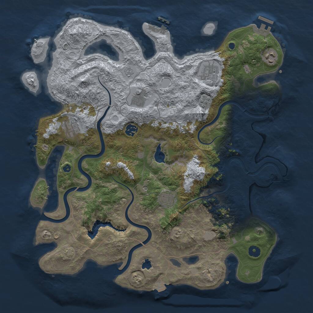Rust Map: Procedural Map, Size: 4000, Seed: 1193290, 13 Monuments