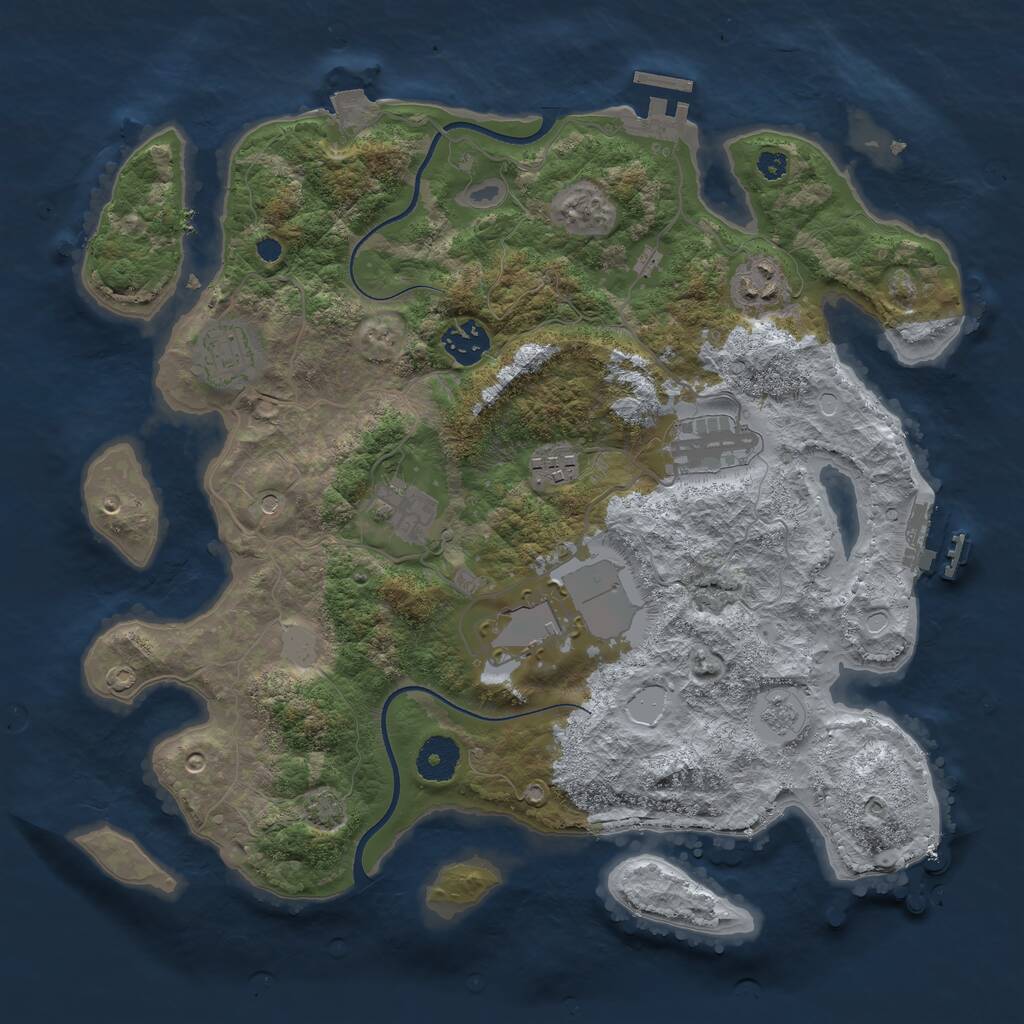 Rust Map: Procedural Map, Size: 3500, Seed: 1251986, 13 Monuments