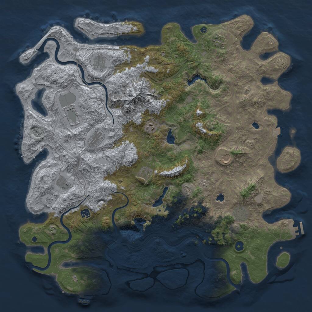 Rust Map: Procedural Map, Size: 5000, Seed: 746656328, 17 Monuments