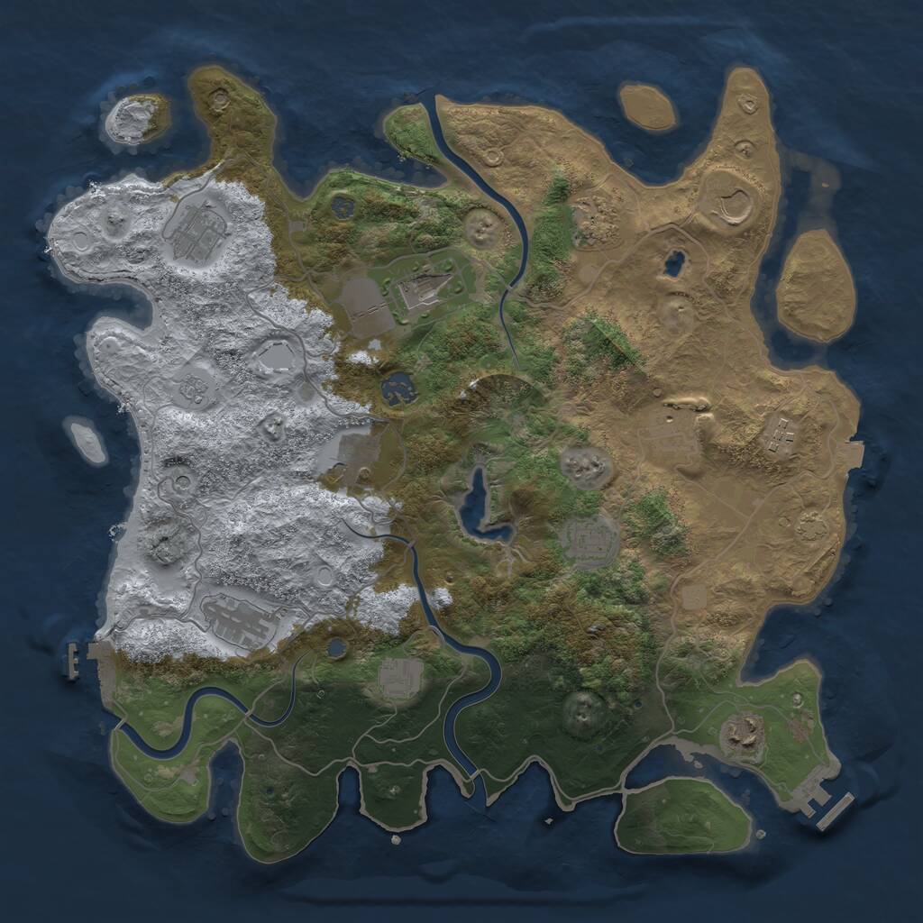 Rust Map: Procedural Map, Size: 4000, Seed: 1179421523, 17 Monuments