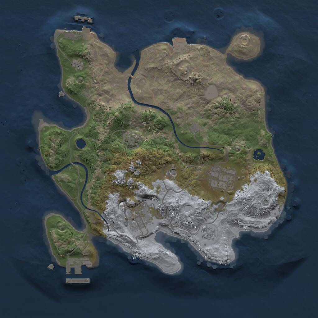 Rust Map: Procedural Map, Size: 2700, Seed: 553863978, 8 Monuments