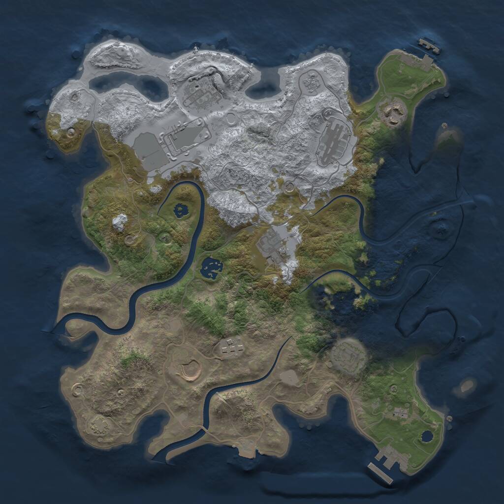 Rust Map: Procedural Map, Size: 3500, Seed: 3369785, 15 Monuments