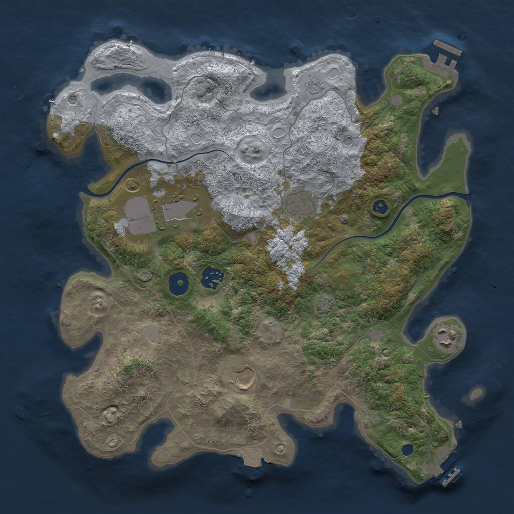 Rust Map: Procedural Map, Size: 3500, Seed: 3369785, 11 Monuments