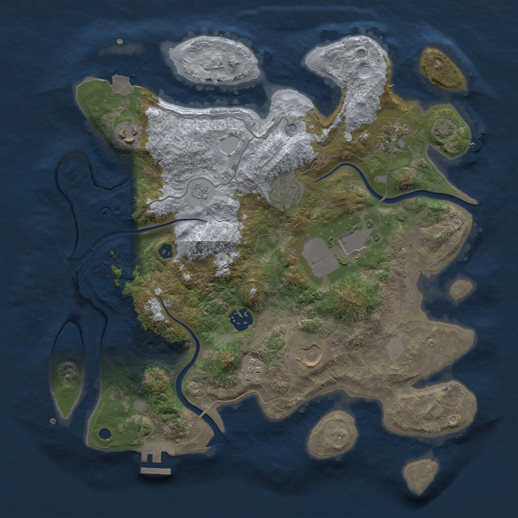 Rust Map: Procedural Map, Size: 3500, Seed: 523423, 12 Monuments