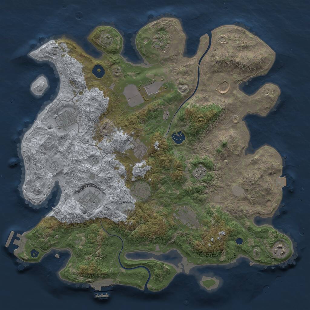 Rust Map: Procedural Map, Size: 3700, Seed: 881608074, 17 Monuments