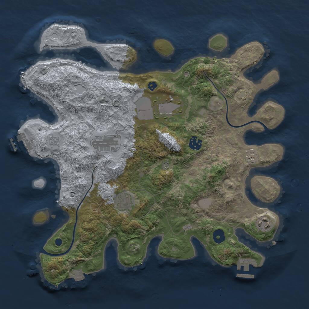 Rust Map: Procedural Map, Size: 3500, Seed: 1324357440, 12 Monuments