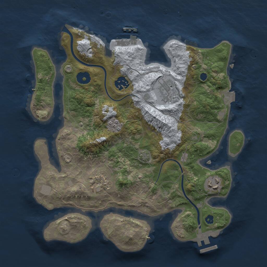 Rust Map: Procedural Map, Size: 3000, Seed: 873479661, 9 Monuments