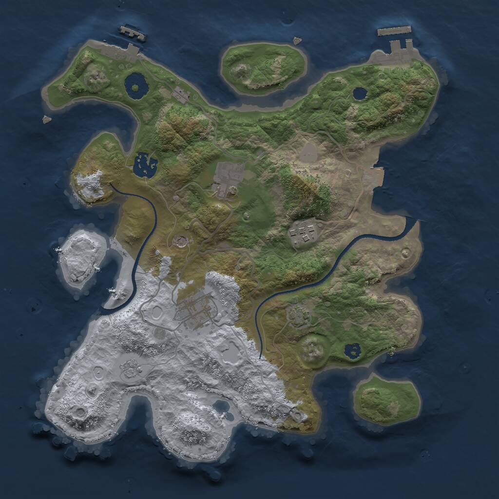 Rust Map: Procedural Map, Size: 3000, Seed: 1654582951, 10 Monuments