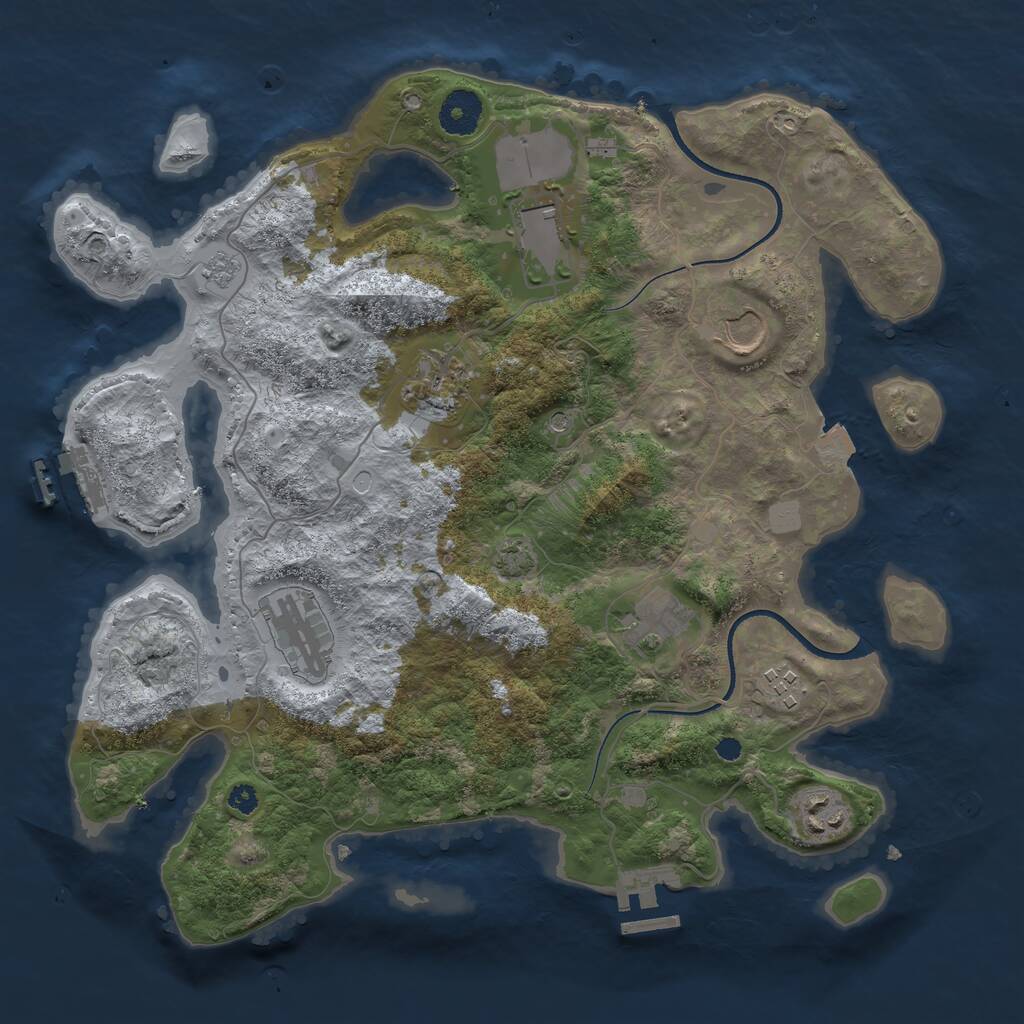 Rust Map: Procedural Map, Size: 3500, Seed: 1907398574, 13 Monuments