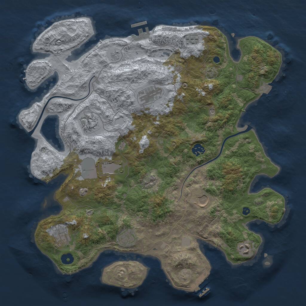 Rust Map: Procedural Map, Size: 3800, Seed: 2063651365, 15 Monuments