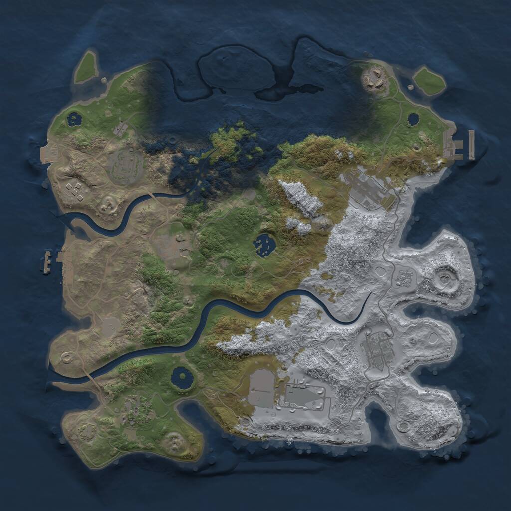 Rust Map: Procedural Map, Size: 3500, Seed: 281401378, 15 Monuments