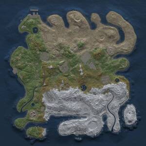 Thumbnail Rust Map: Procedural Map, Size: 3700, Seed: 408799382, 16 Monuments