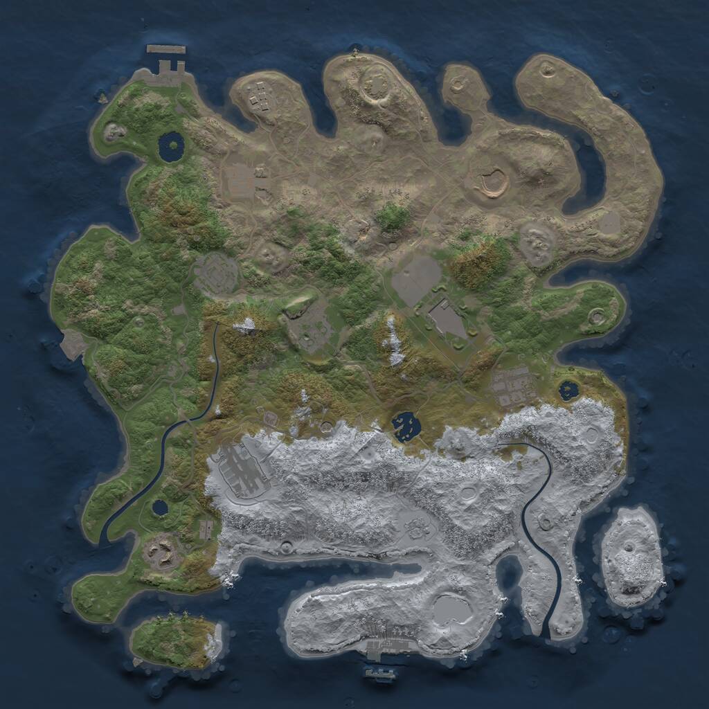 Rust Map: Procedural Map, Size: 3700, Seed: 408799382, 16 Monuments