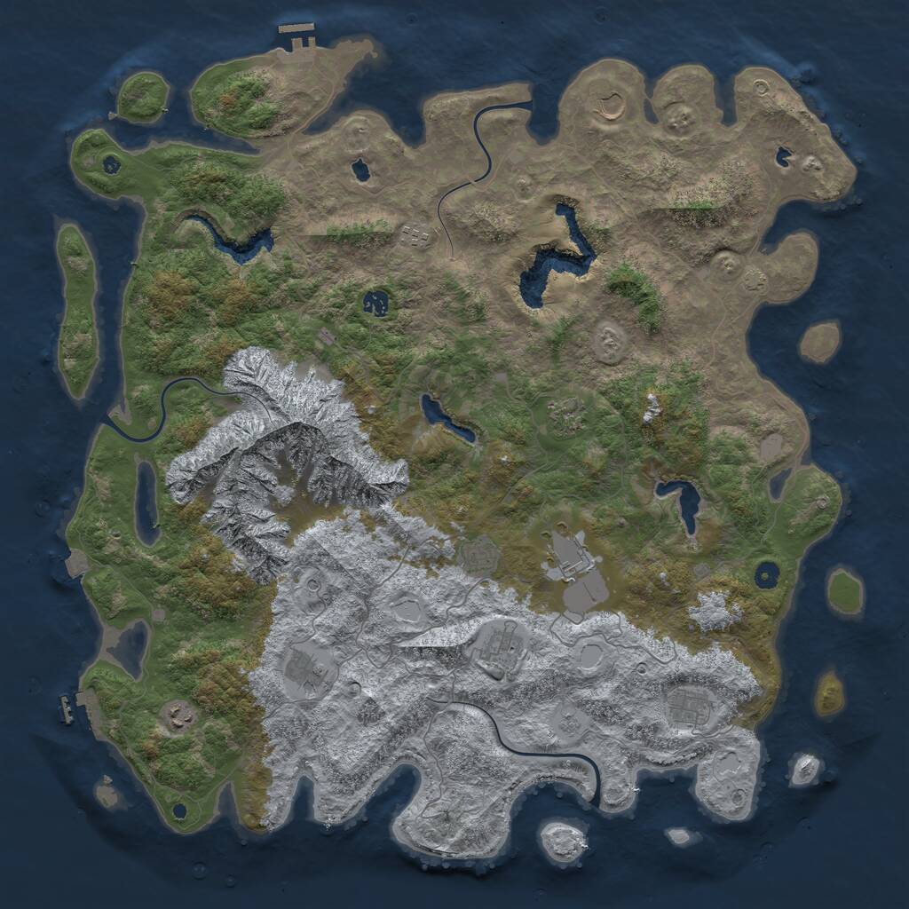 Rust Map: Procedural Map, Size: 5155, Seed: 2345612, 16 Monuments