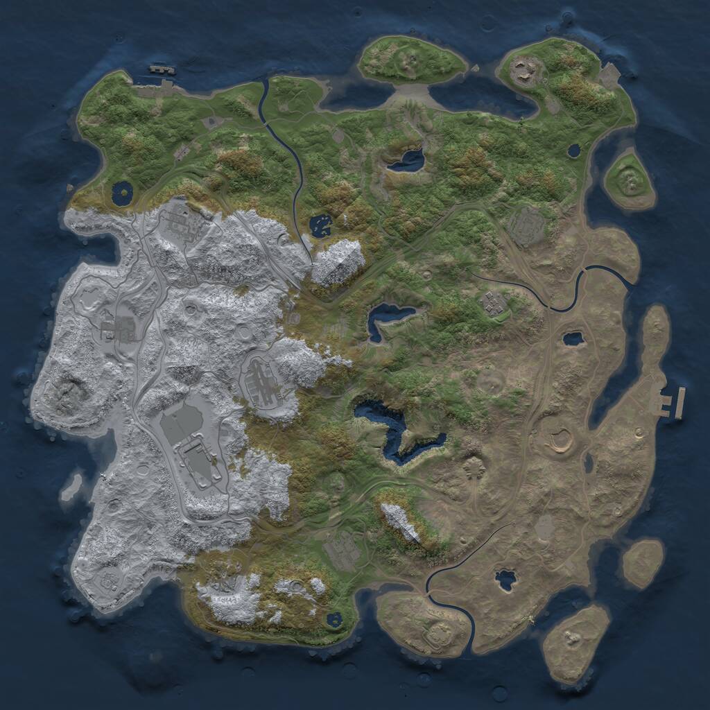 Rust Map: Procedural Map, Size: 4500, Seed: 515971594, 17 Monuments