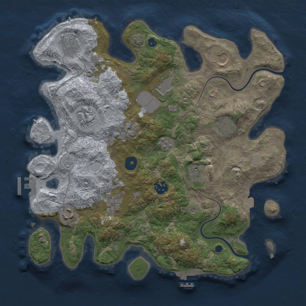 Rust Map: Procedural Map, Size: 3500, Seed: 759439178, 16 Monuments